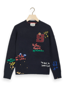 Scotch & Soda Embroidered varsity crewneck sweater MDL-CRP
