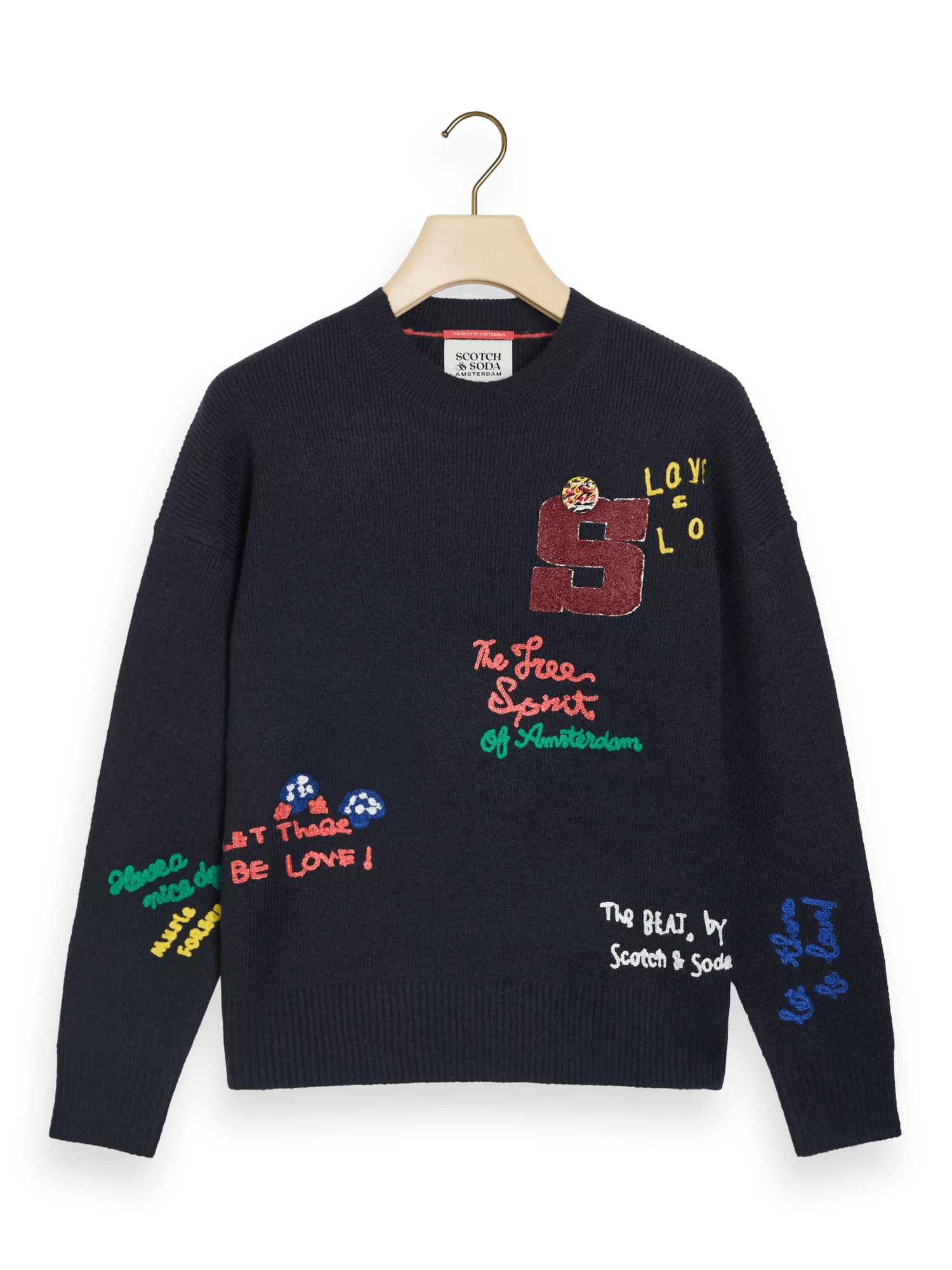 Scotch & Soda Embroidered varsity crewneck sweater FNT