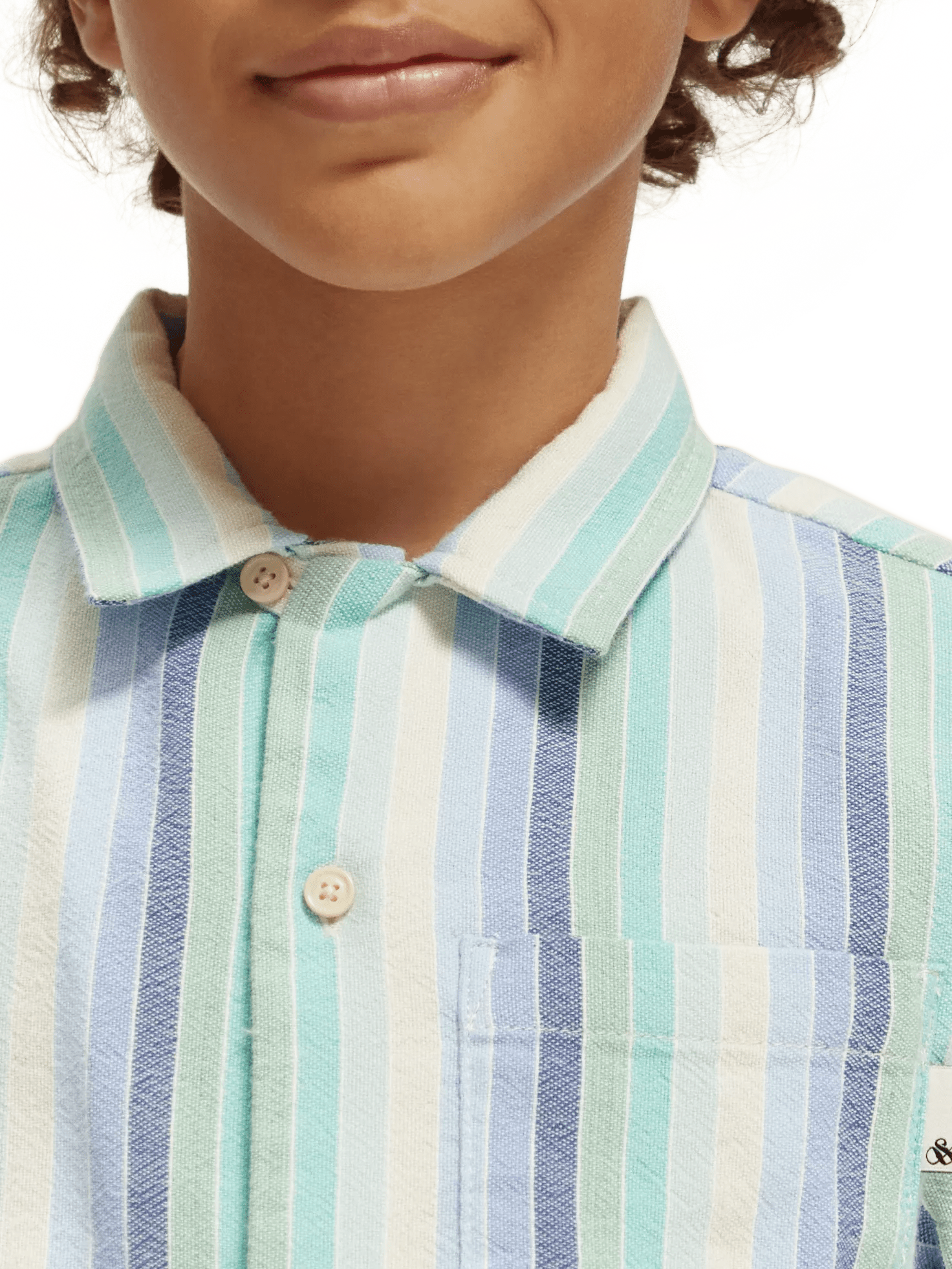 Scotch & Soda Yarn-dyed colourful stripe short-sleeved  shirt NHD-DTL1
