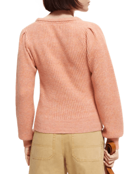 Scotch & Soda Slim fit V-neck puffed sleeve sweater NHD-BCK