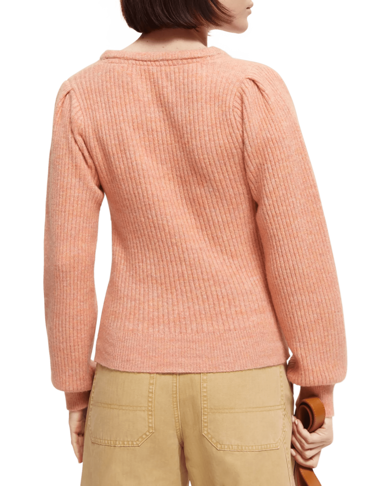 Scotch & Soda Slim fit V-neck puffed sleeve sweater NHD-BCK