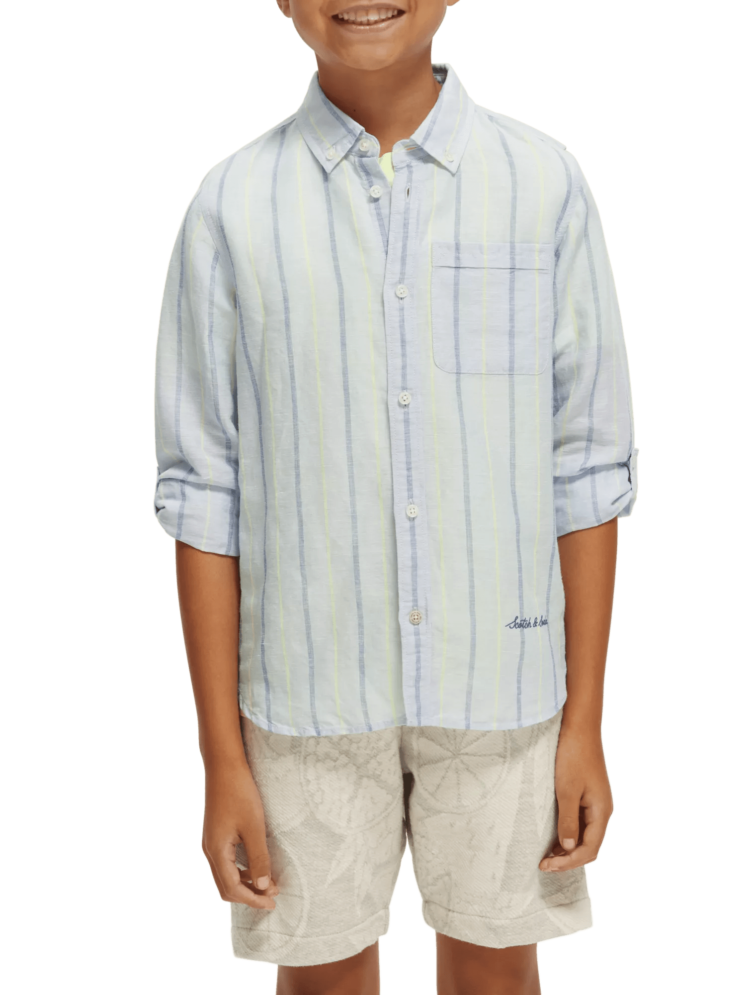 Scotch & Soda Yarn-dyed long-sleeved linen shirt NHD-CRP