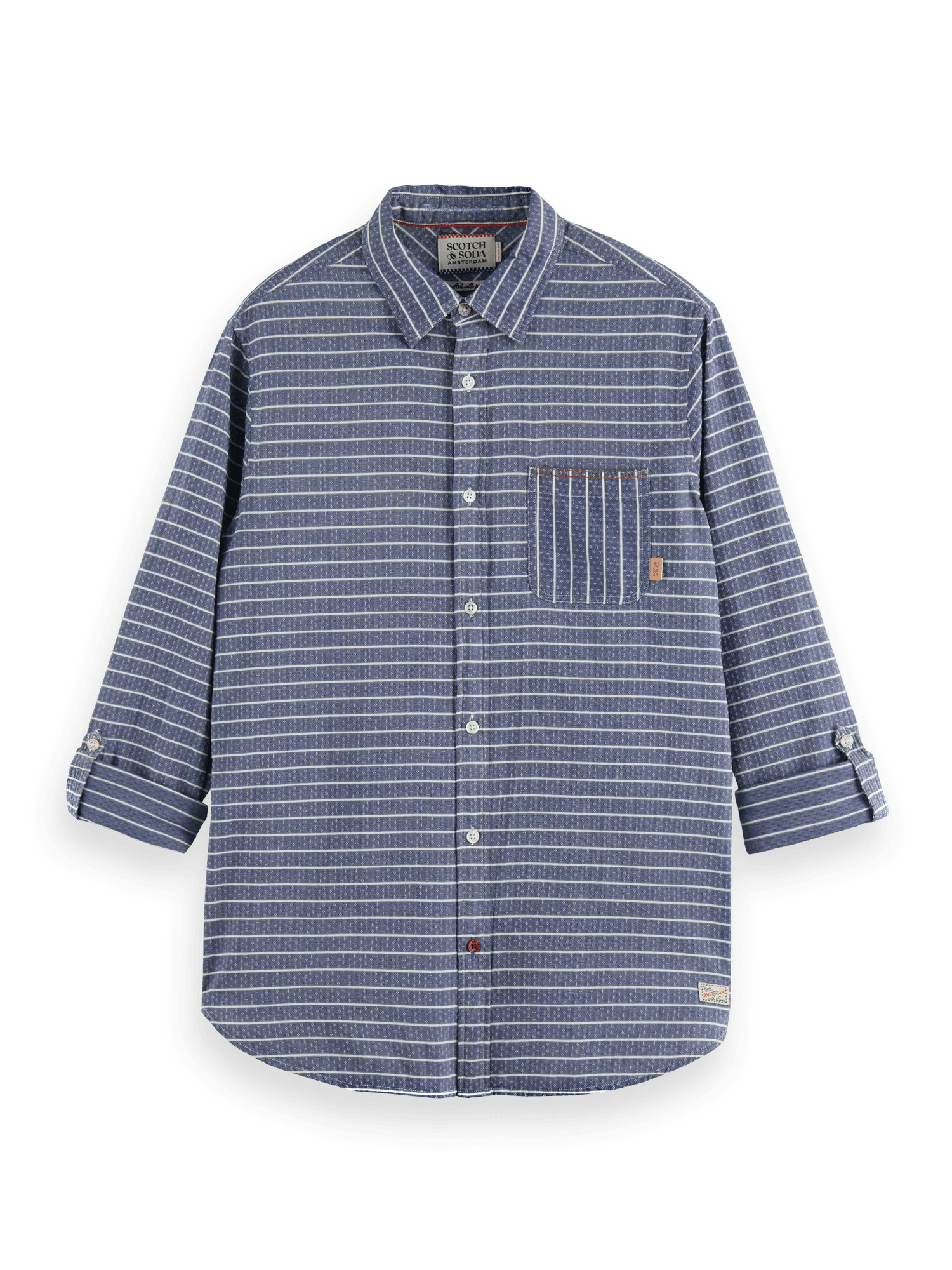 Scotch & Soda Regular fit striped sleeve-adjustment shirt FNT
