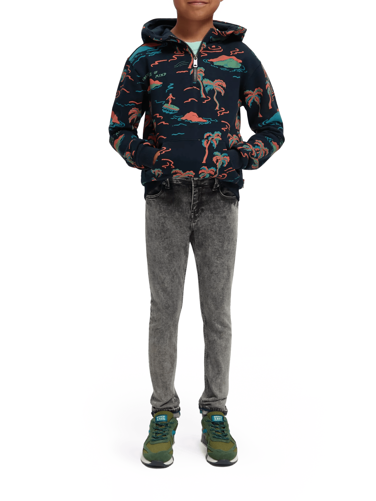 Scotch & Soda Cotton In Conversion relaxed-fit all-over printed hoodie NHD-FNT