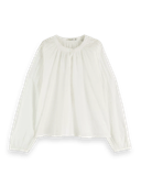 Scotch & Soda Embroidered organic cotton pintuck blouse NHD-CRP