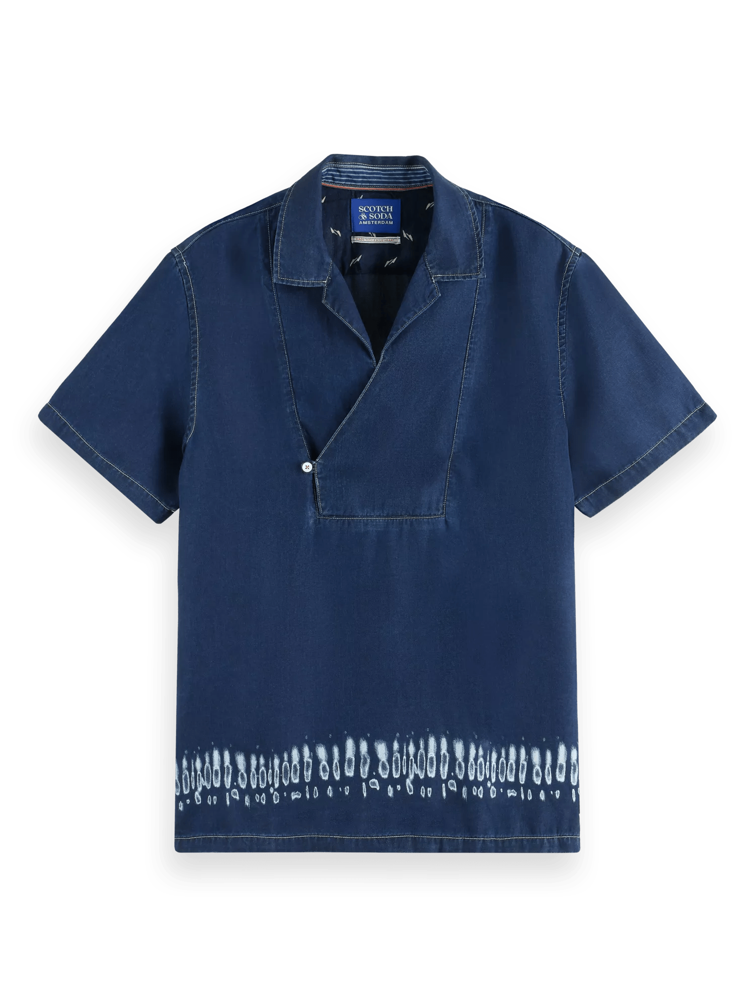 Scotch & Soda Indigo popover shirt with tie dye wash effects FNT