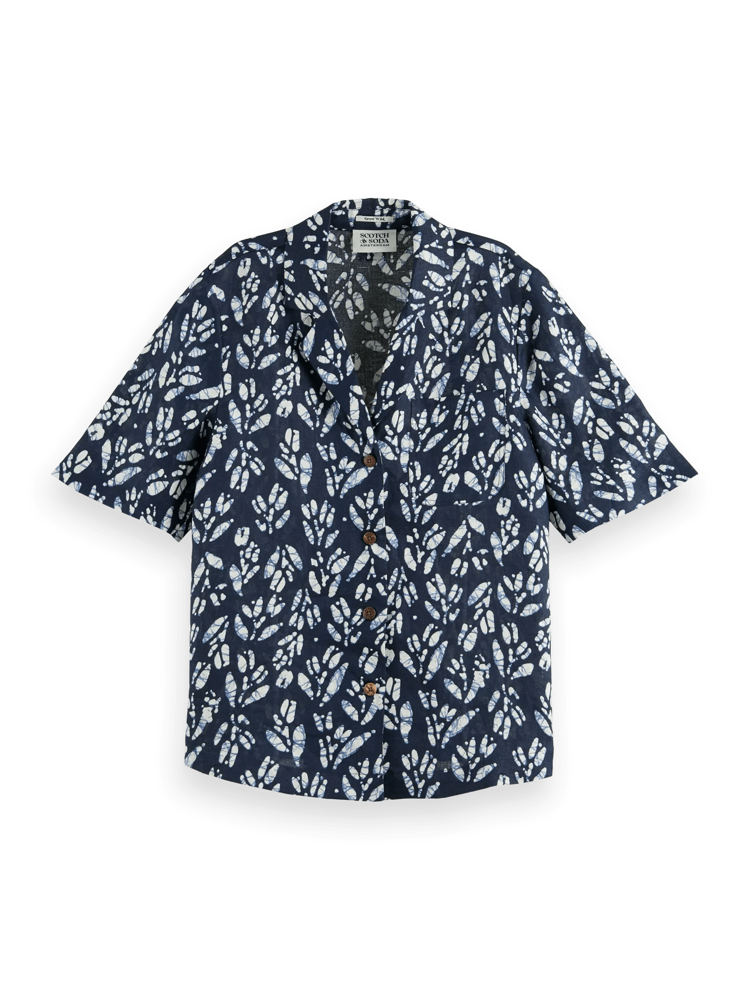 Scotch & Soda Printed linnen camp shirt FNT
