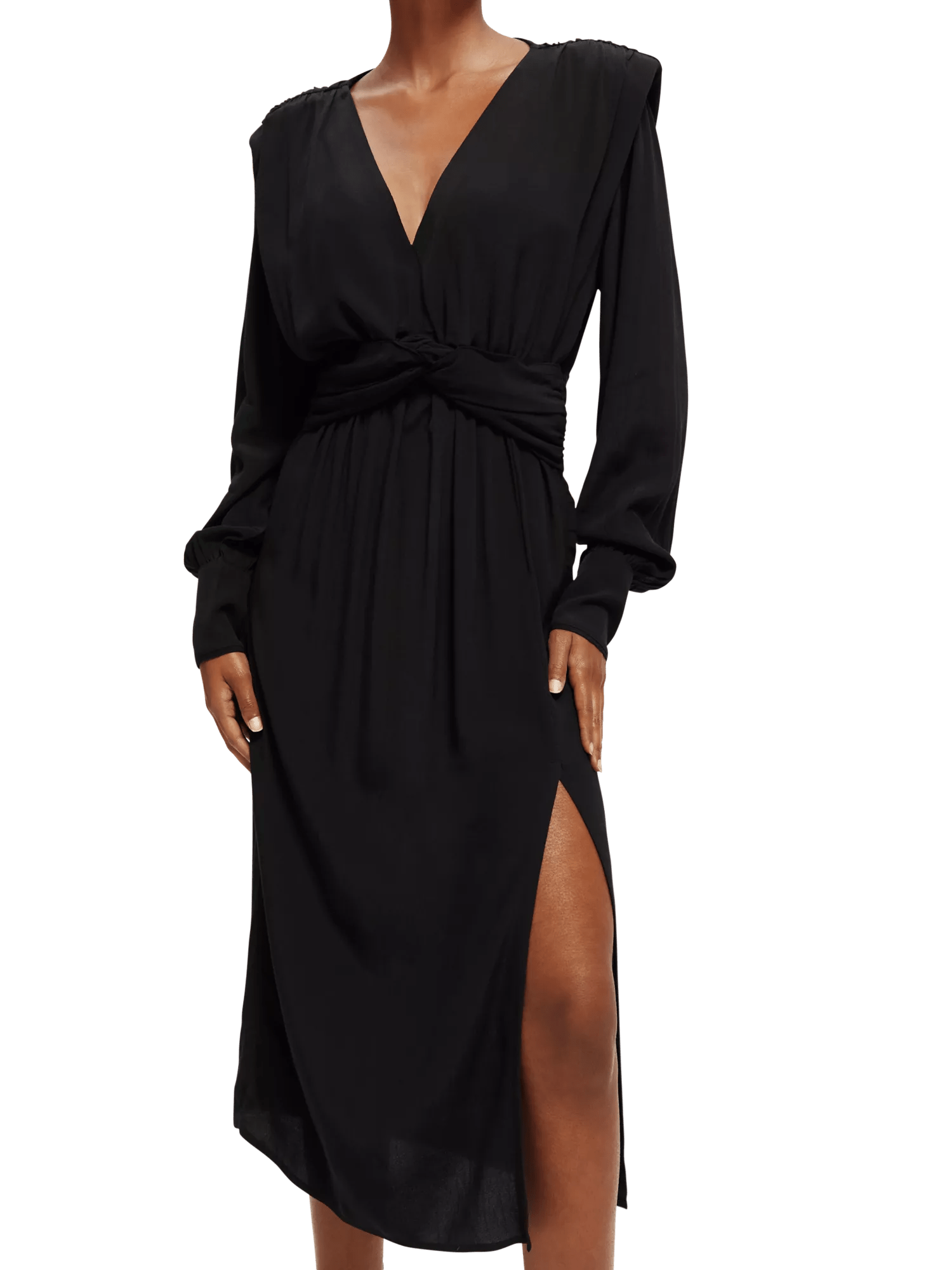Scotch & Soda Long-sleeve draped dress with slit detail NHD-DTL1