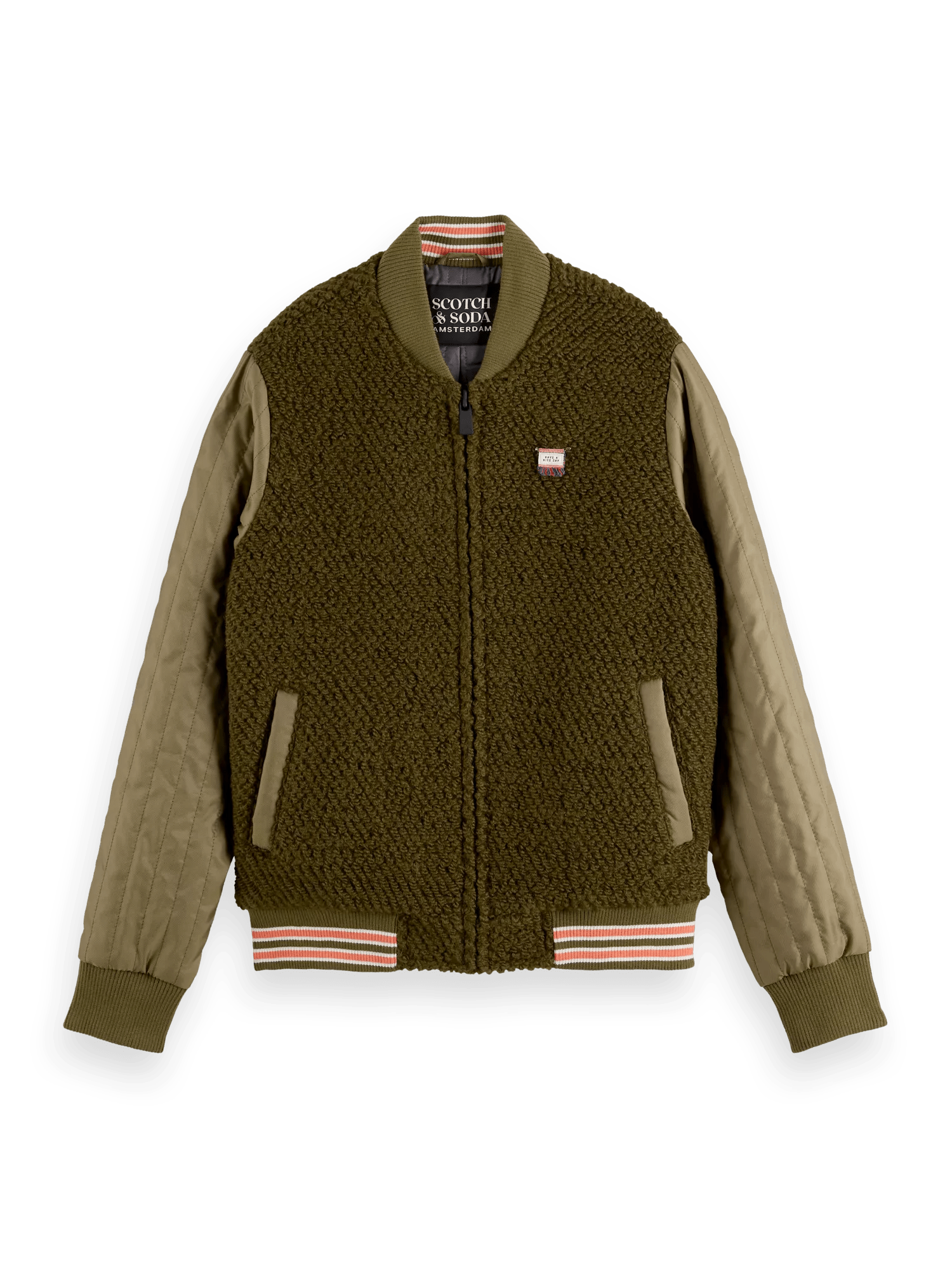 Scotch & Soda Boucle bomber jacket with contrast sleeves FNT