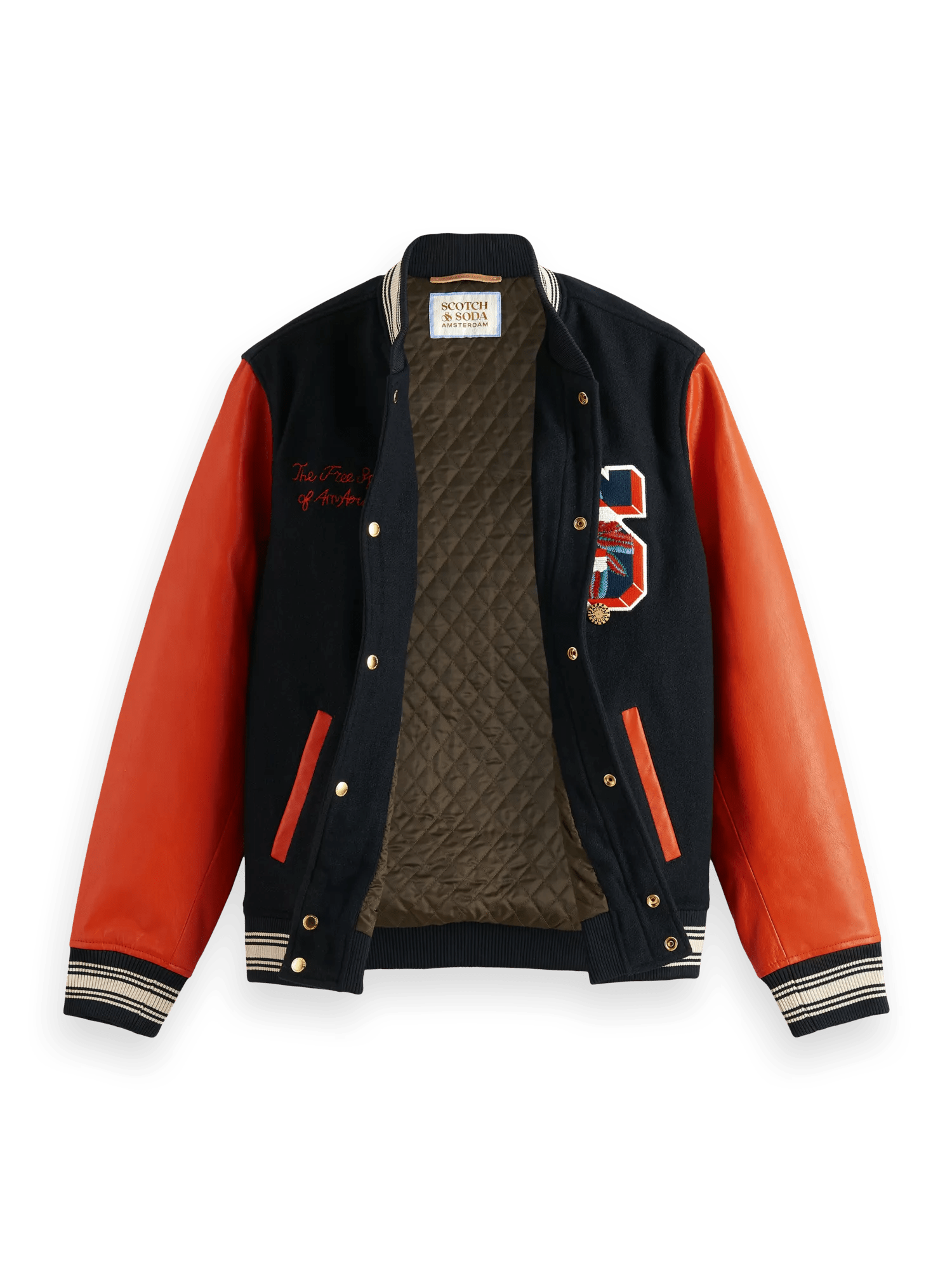 Scotch & Soda Leather varsity bomber jacket DTL1