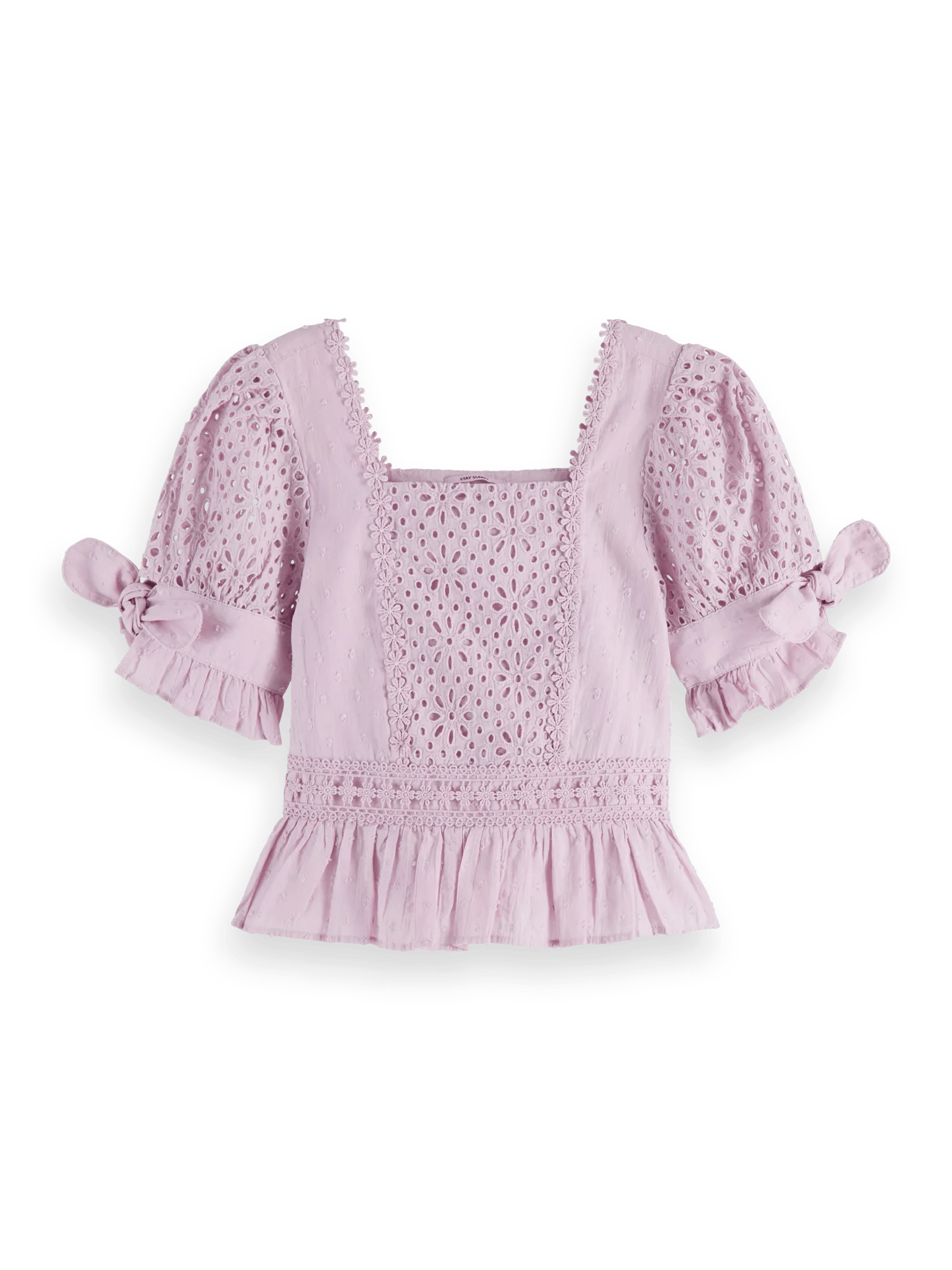 Scotch & Soda Short-sleeved broderie anglaise top FNT