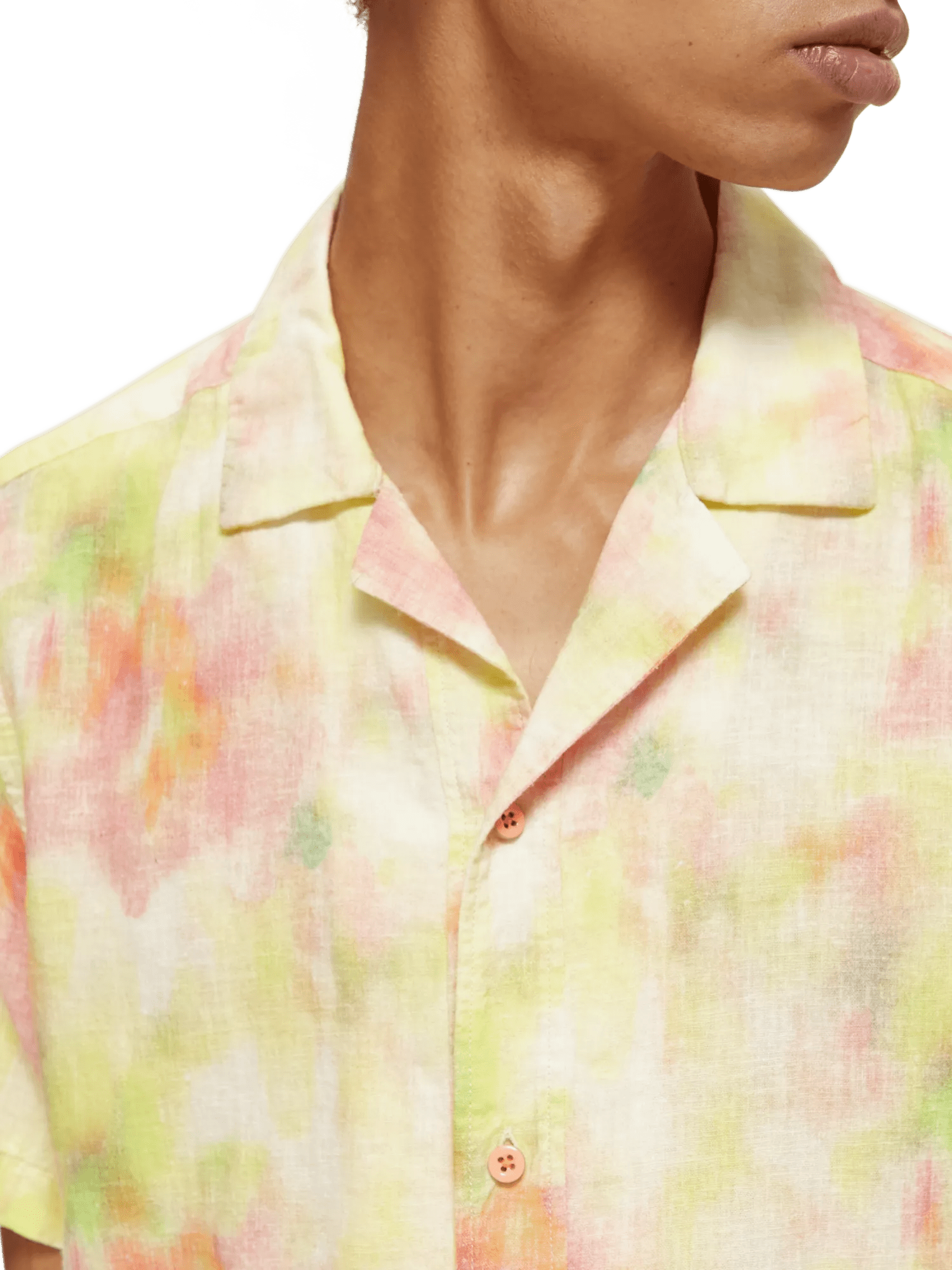 Scotch & Soda Tie-dye printed linen-blend shortsleeve shirt NHD-DTL1