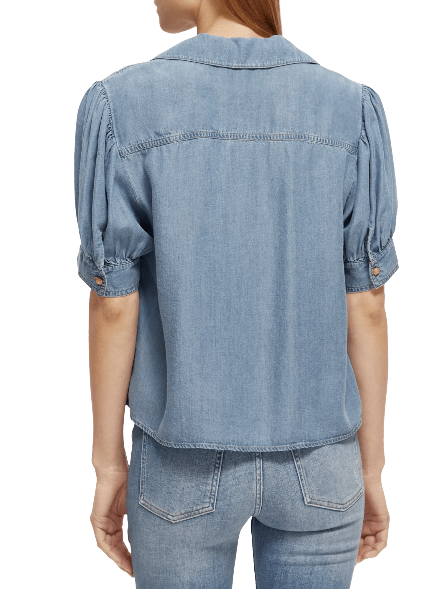 Scotch & Soda Short sleeved feminine indigo shirt NHD-BCK