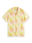 Scotch & Soda Tie-dye printed linen-blend shortsleeve shirt NHD-CRP