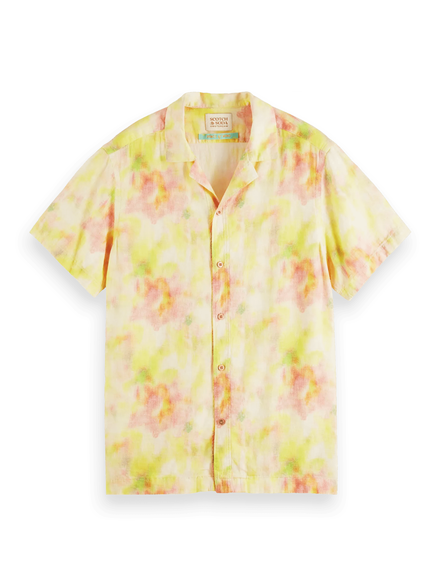 Scotch & Soda Tie-dye printed linen-blend shortsleeve shirt FNT