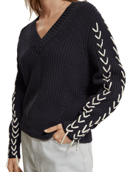 Scotch & Soda V-neck laced sweater MDL-DTL1