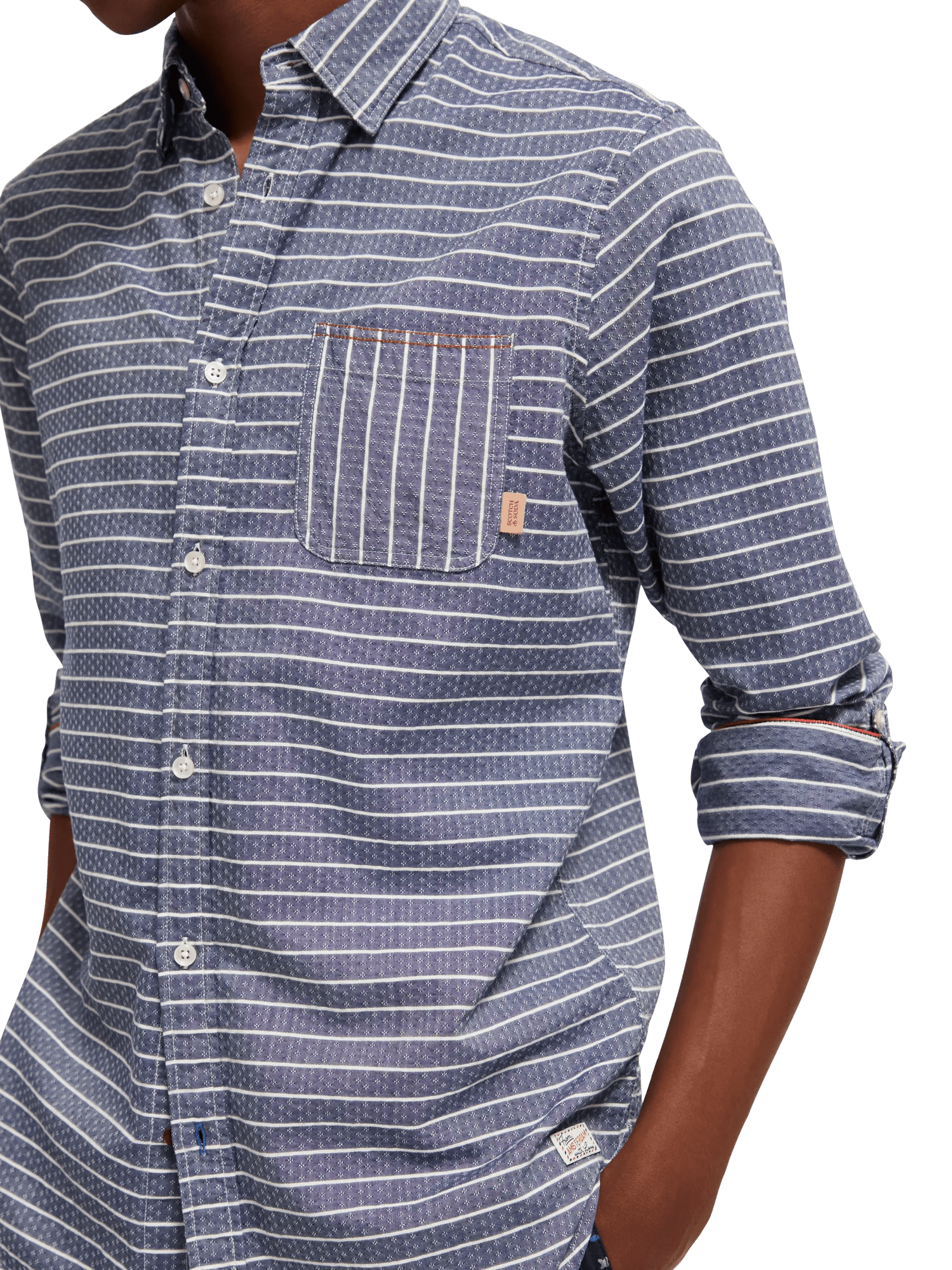 Scotch & Soda Regular fit striped sleeve-adjustment shirt MDL-DTL2