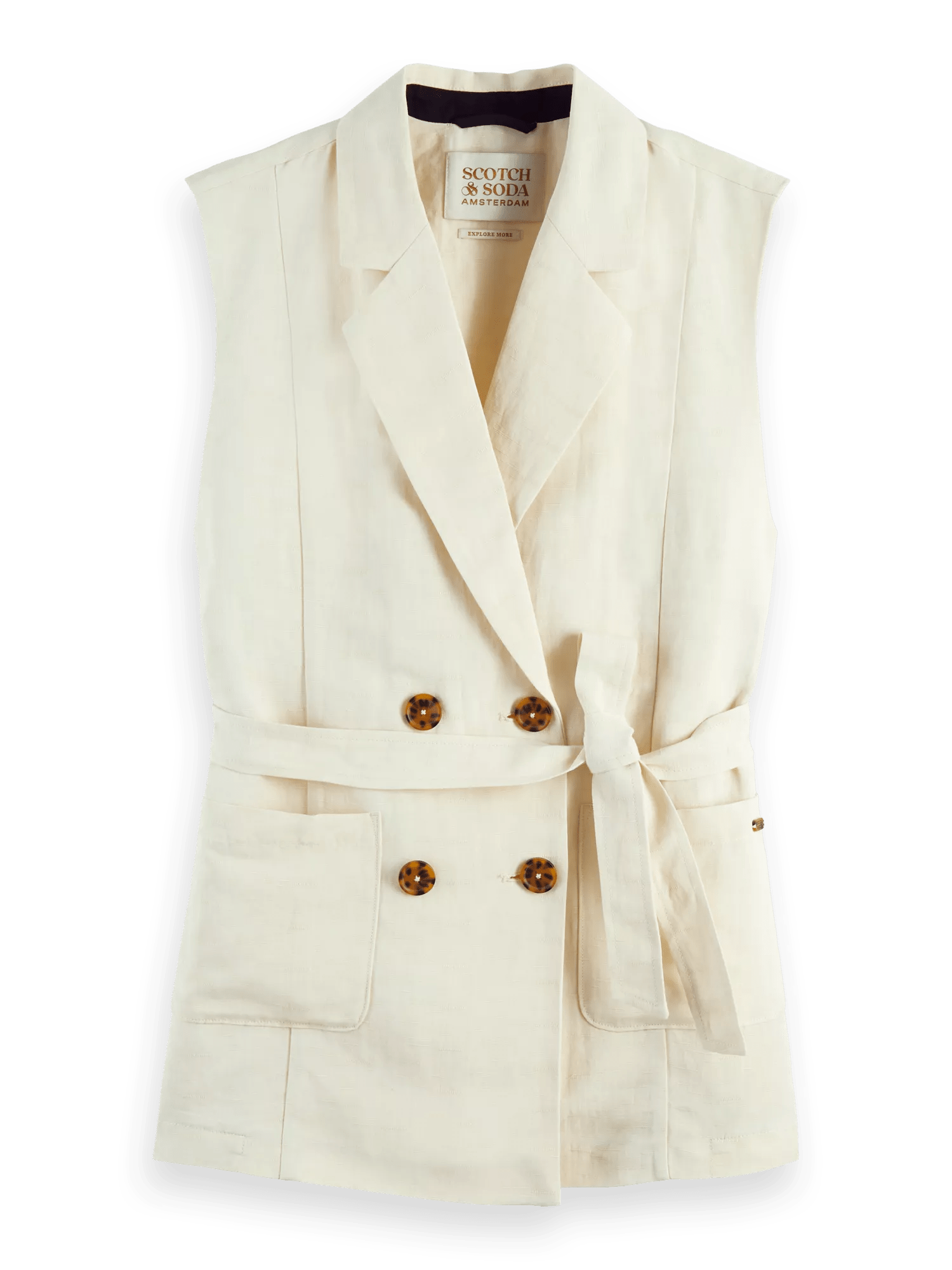 Scotch & Soda Belted double-breasted gilet FNT