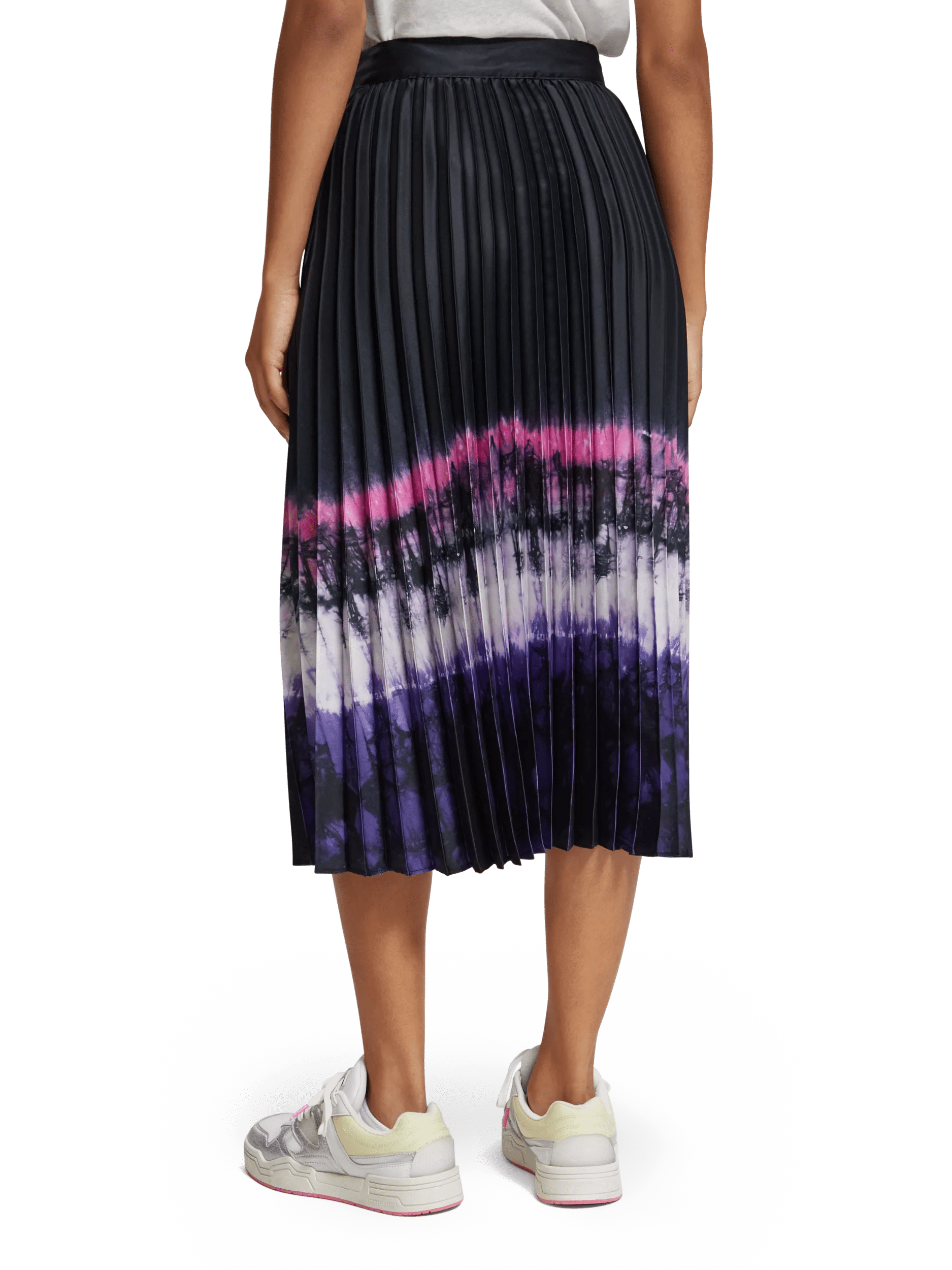 Scotch & Soda Pleated high rise midi skirt with abstract print MDL-BCK
