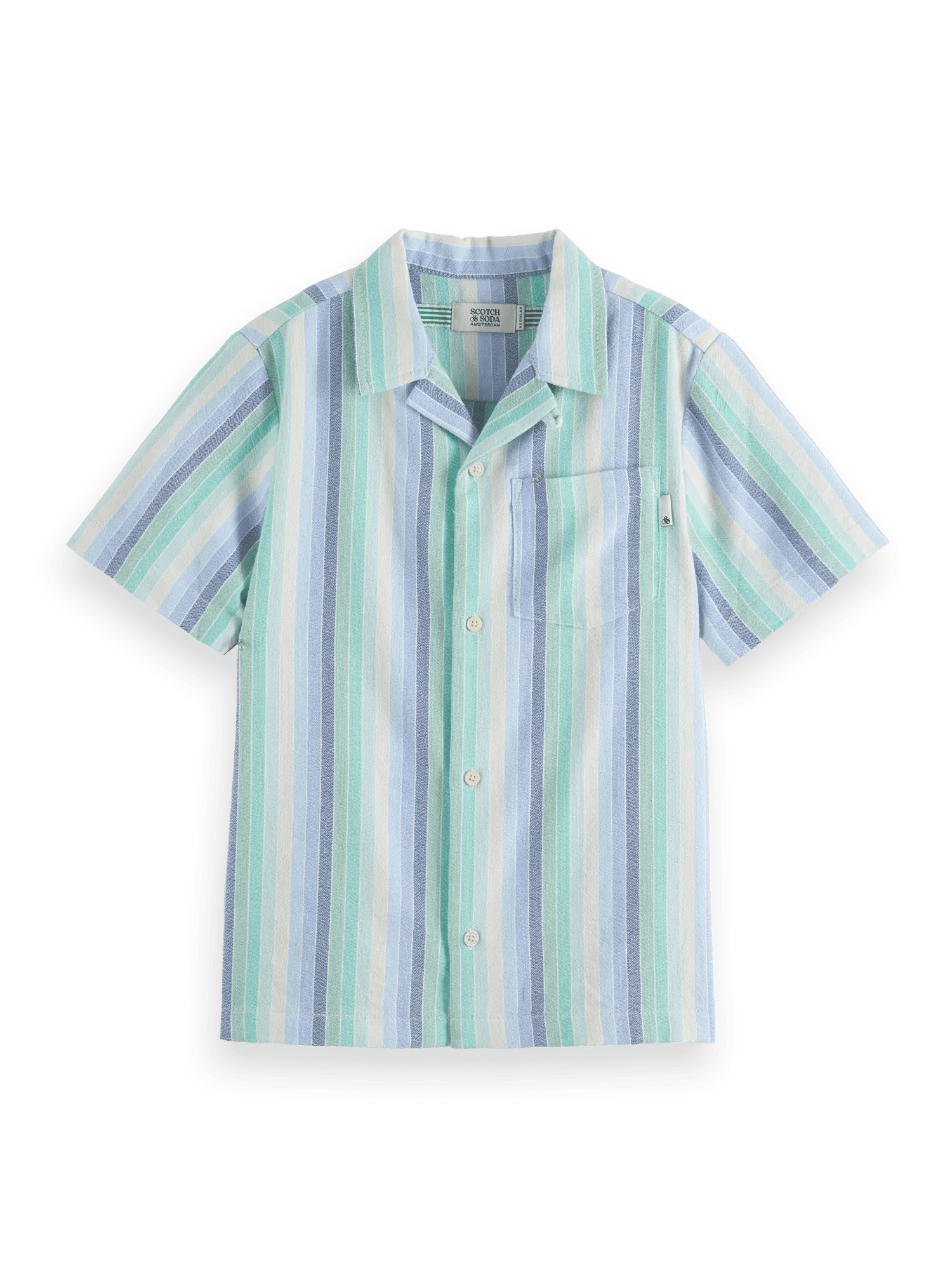Scotch & Soda Yarn-dyed colourful stripe short-sleeved  shirt FNT