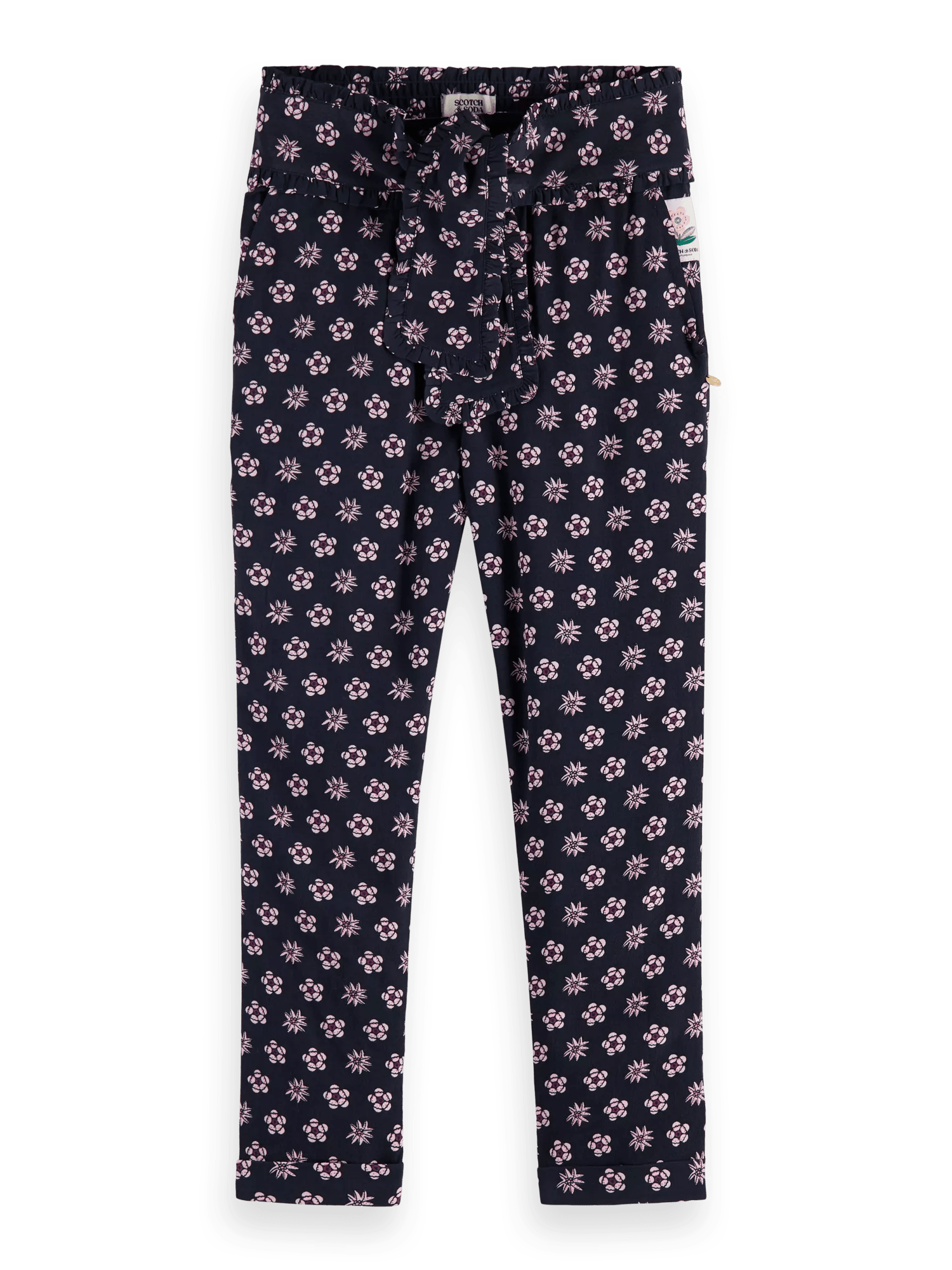 Scotch & Soda All-over printed drapey bow tie relaxed slilm-fit pants FNT