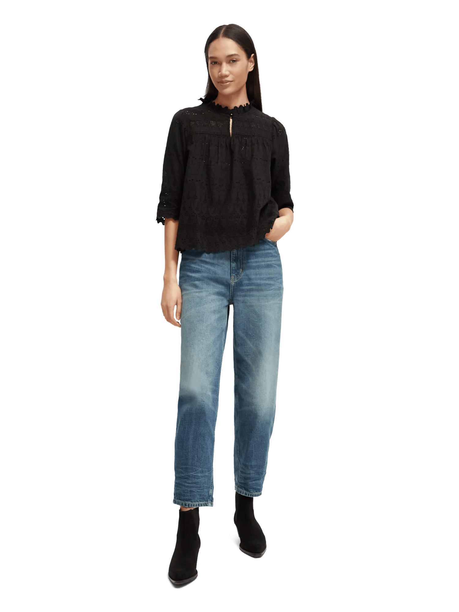 Scotch & Soda Anglaise blouse met broderie MDL-FNT