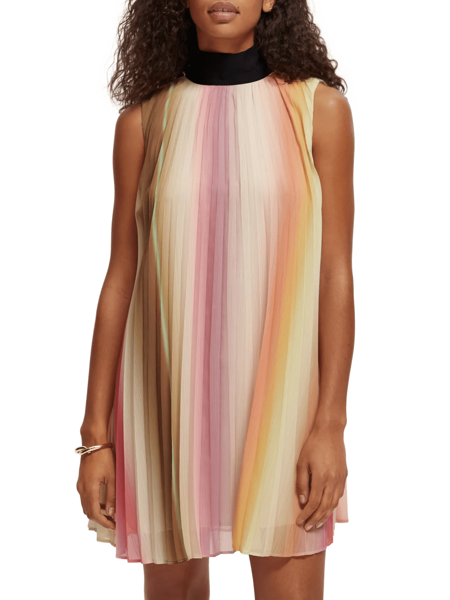 Scotch & Soda Bow pleated Recycled Polyester mini dress NHD-CRP