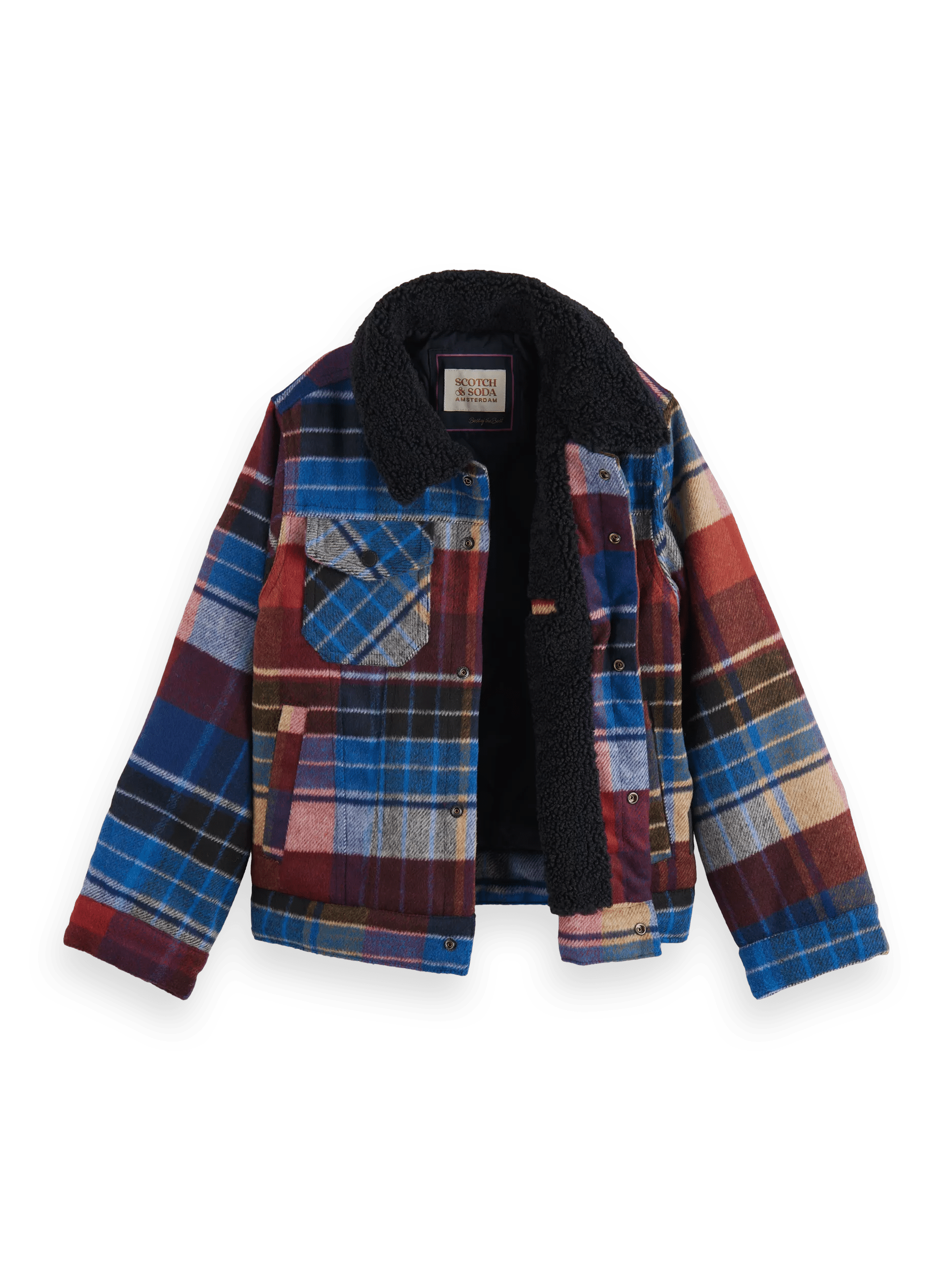 Scotch & Soda Wool blend check trucker jacket with Repreve� filling DTL1