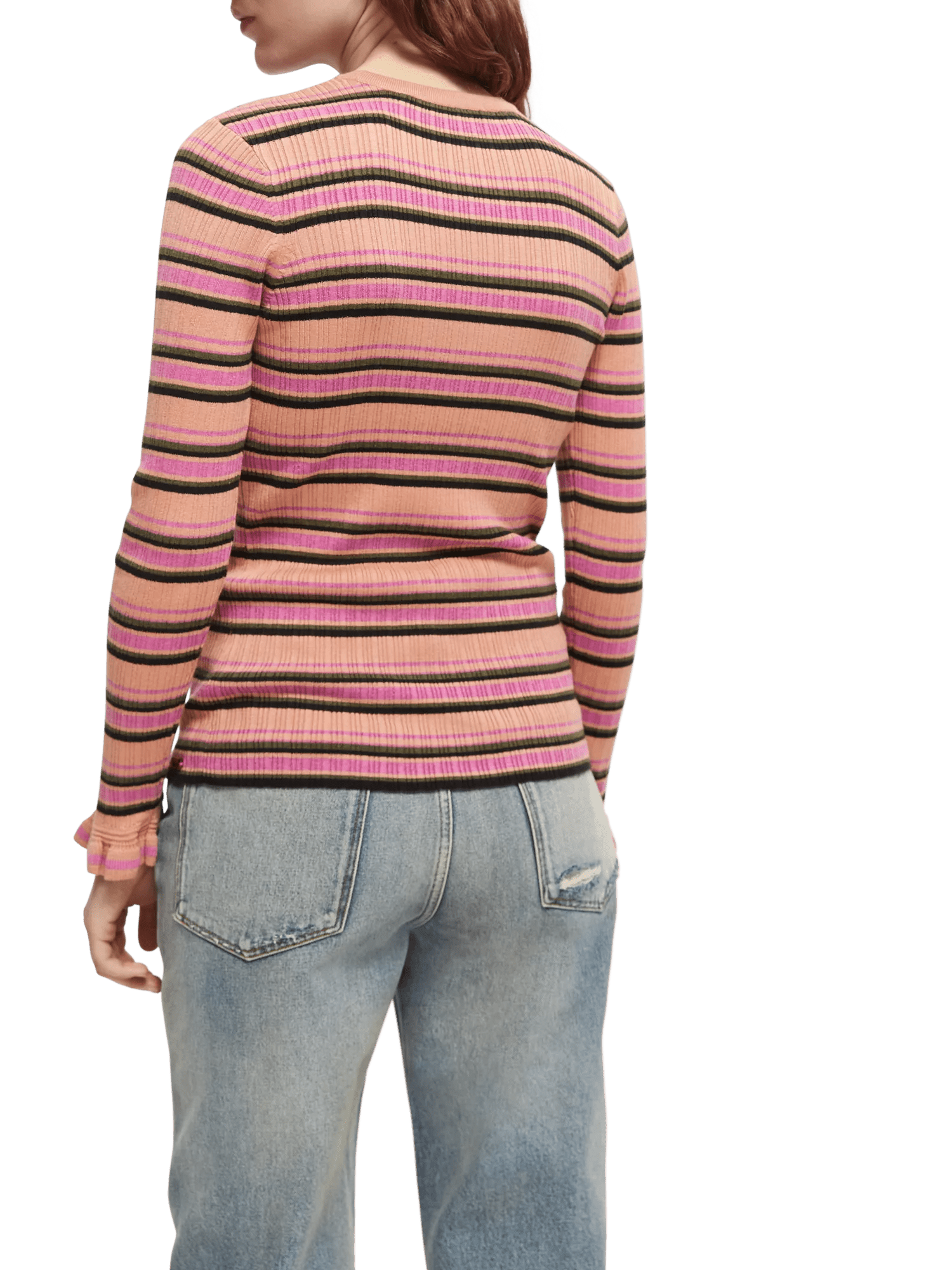 Scotch & Soda Fitted ribbed striped sweater NHD-BCK