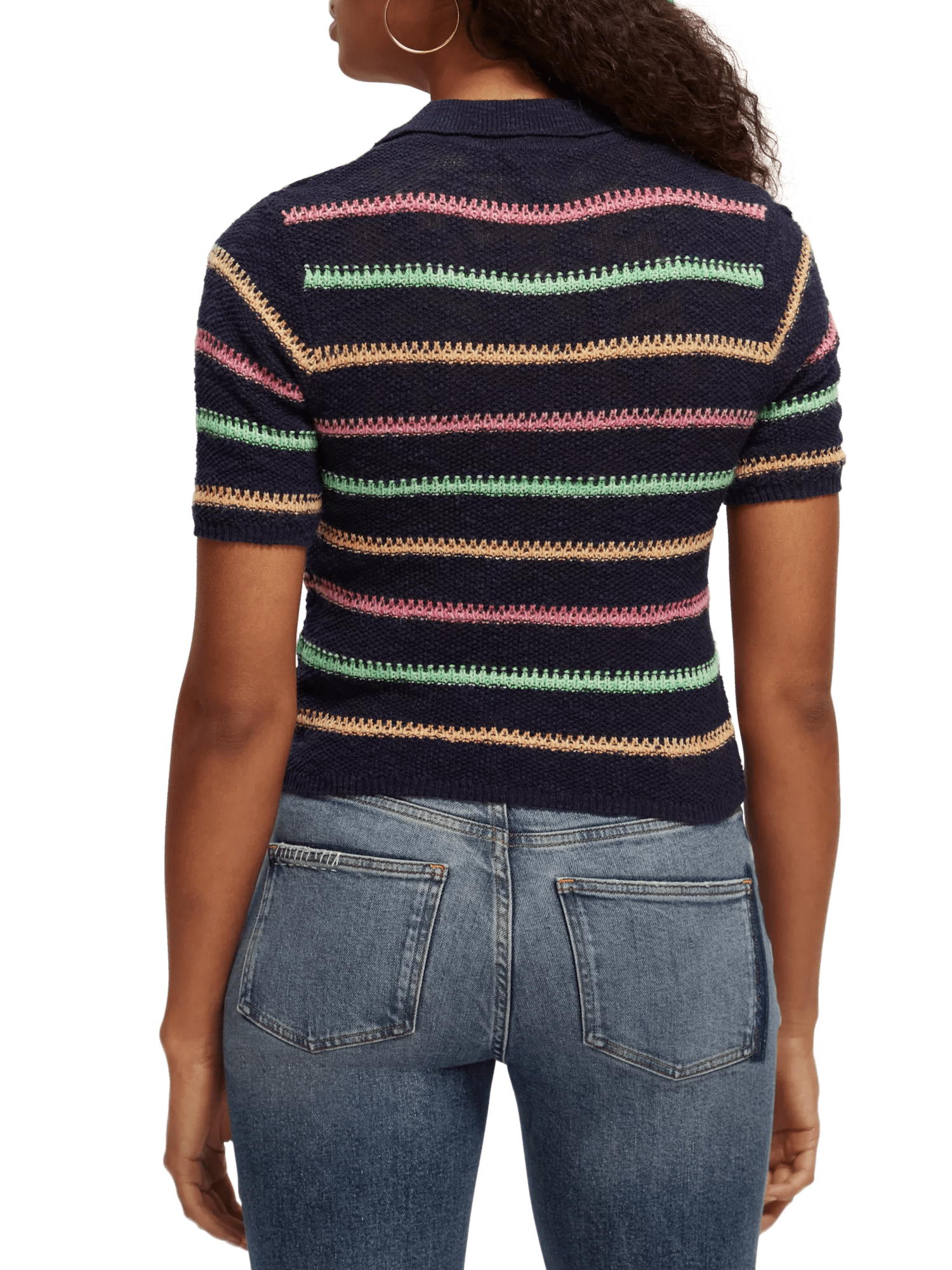 Scotch & Soda Stripe collared knitted pullover NHD-BCK