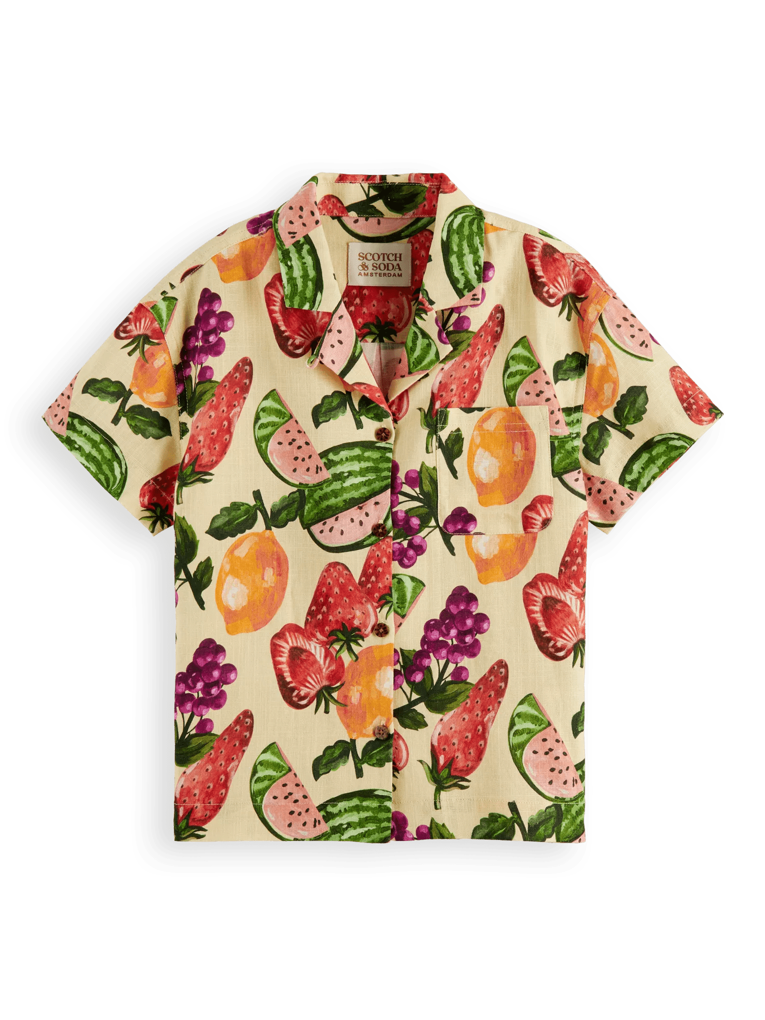 Scotch & Soda All-over printed linen-blend short-sleeved shirt DTL1