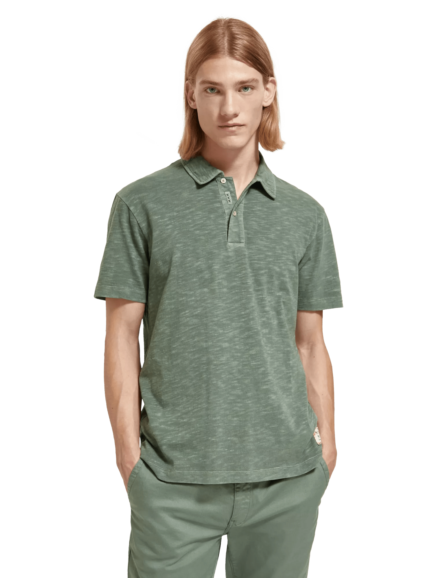 Scotch & Soda Garment-dyed jersey polo in Organic Cotton 174564_1081_MDL_CRP
