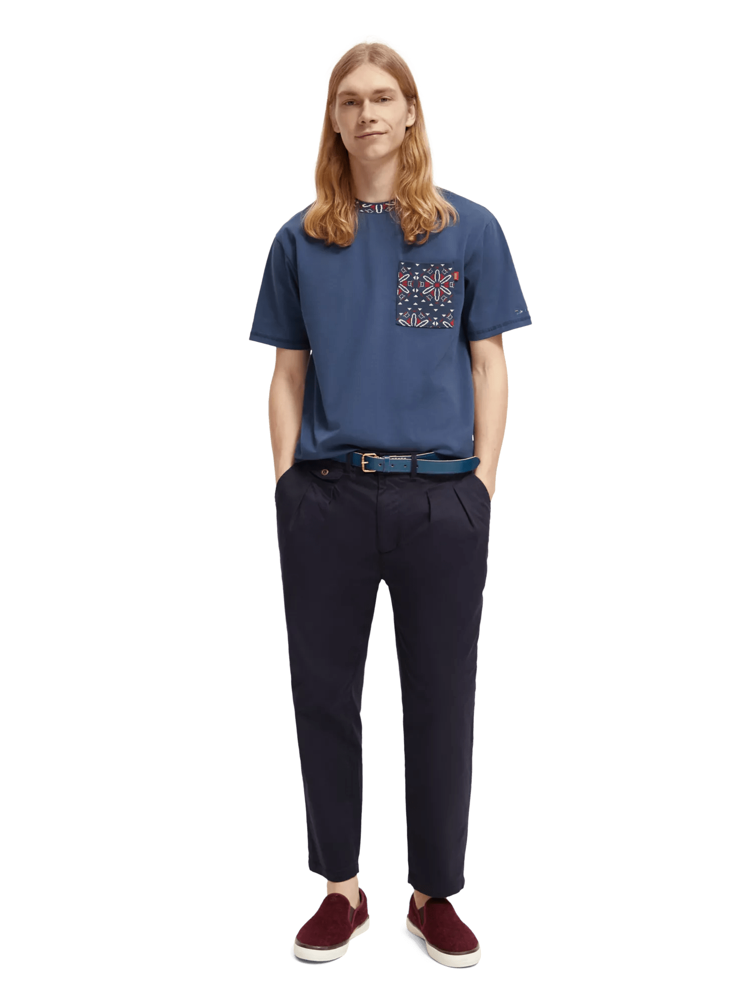Scotch & Soda Relaxed fit pocketed jacquard T-shirt MDL-FNT
