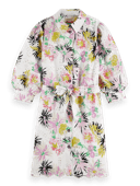 Scotch & Soda Puff sleeve embroidered organic Cotton shirt dress NHD-CRP