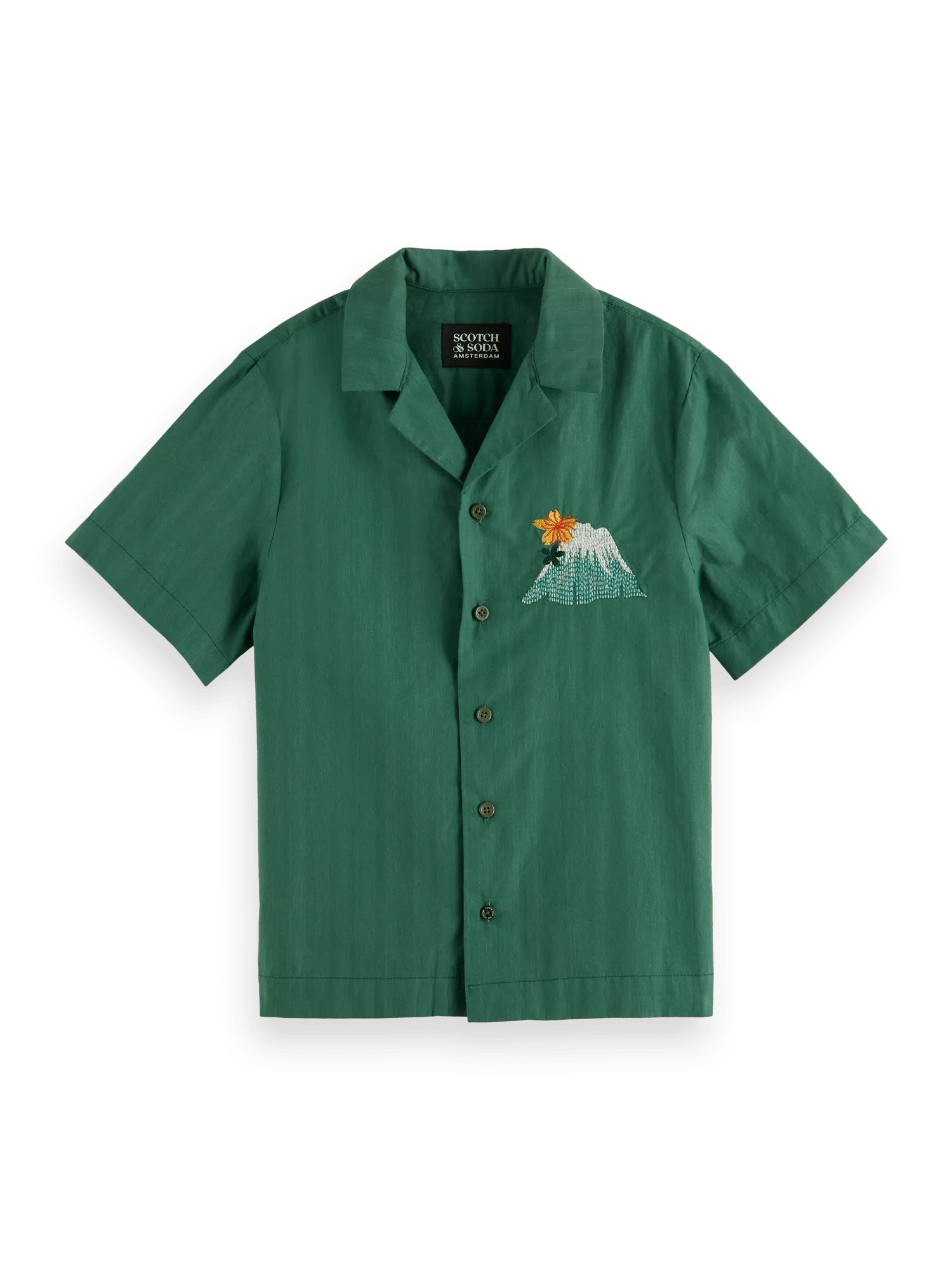 Scotch & Soda Kurzärmliges Camp-Shirt mit Stickerei FNT