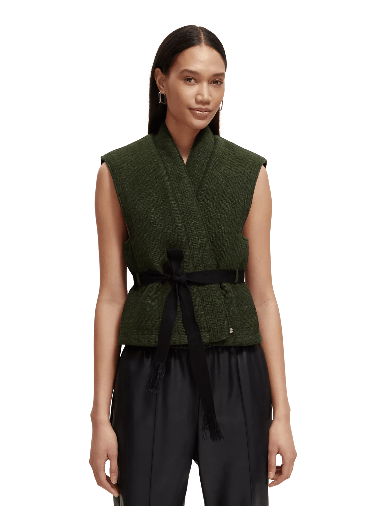 Scotch & Soda Belted quilted gilet MDL-CRP