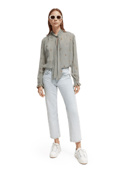 Scotch & Soda Embroidered neck-tie blouse MDL-FNT