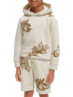 Scotch & Soda Hoodie with placed embroideries in Organic Cotton NHD-CRP