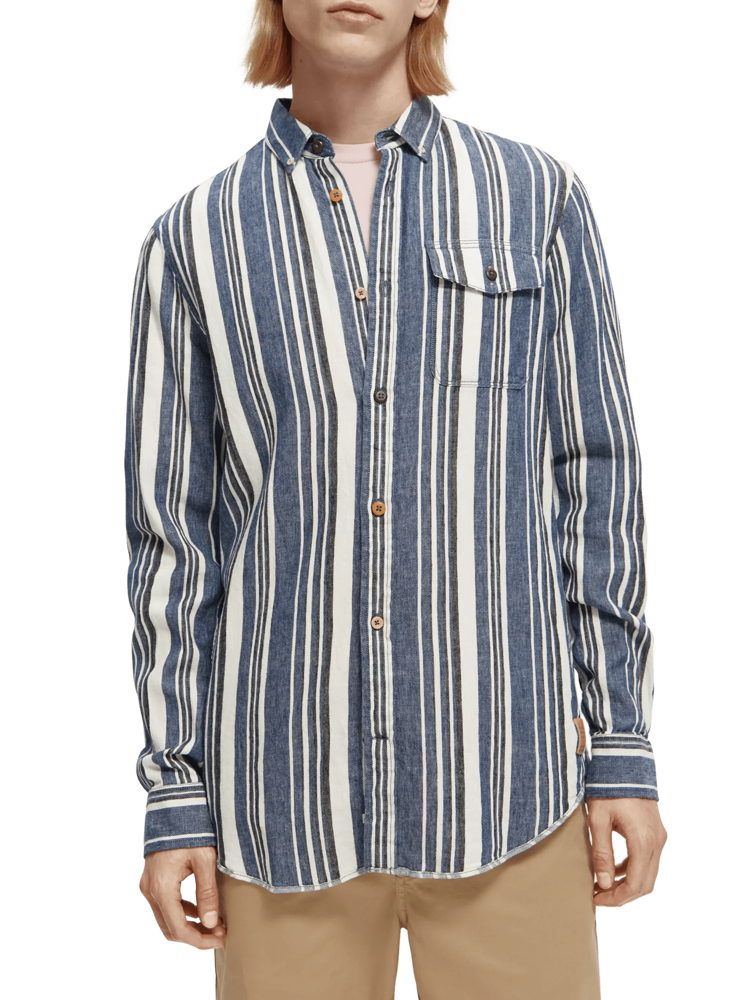 Scotch & Soda Regular-Fit Yarn-Dyed Linen Blend Shirt NHD-CRP