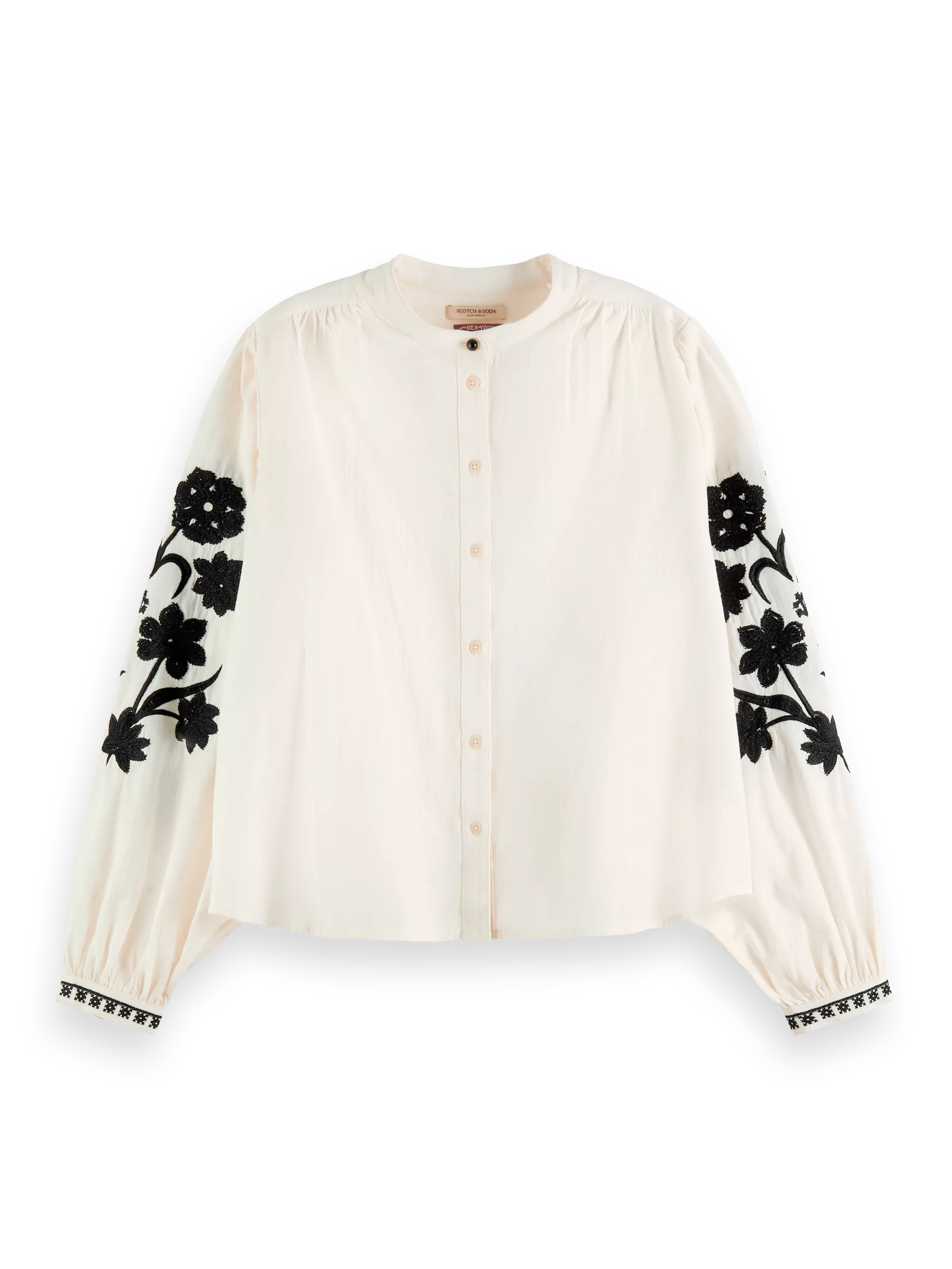 Scotch & Soda Embroidered balloon-sleeved shirt FNT