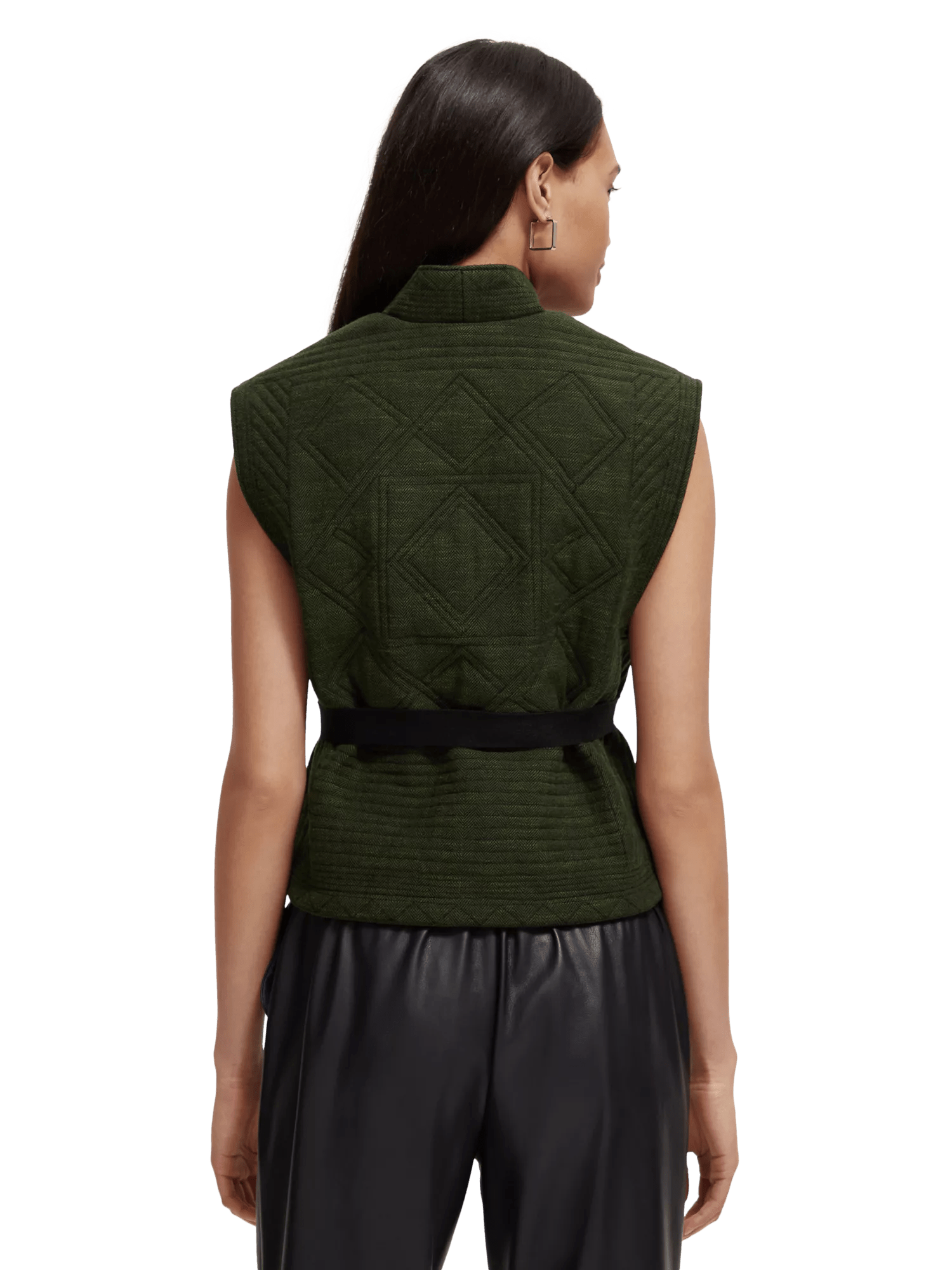 Scotch & Soda Belted quilted gilet MDL-BCK