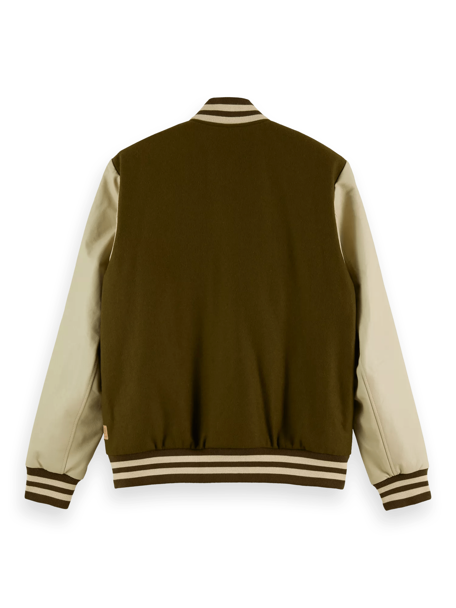 Scotch & Soda Wool college jacket with leather sleeves BCK