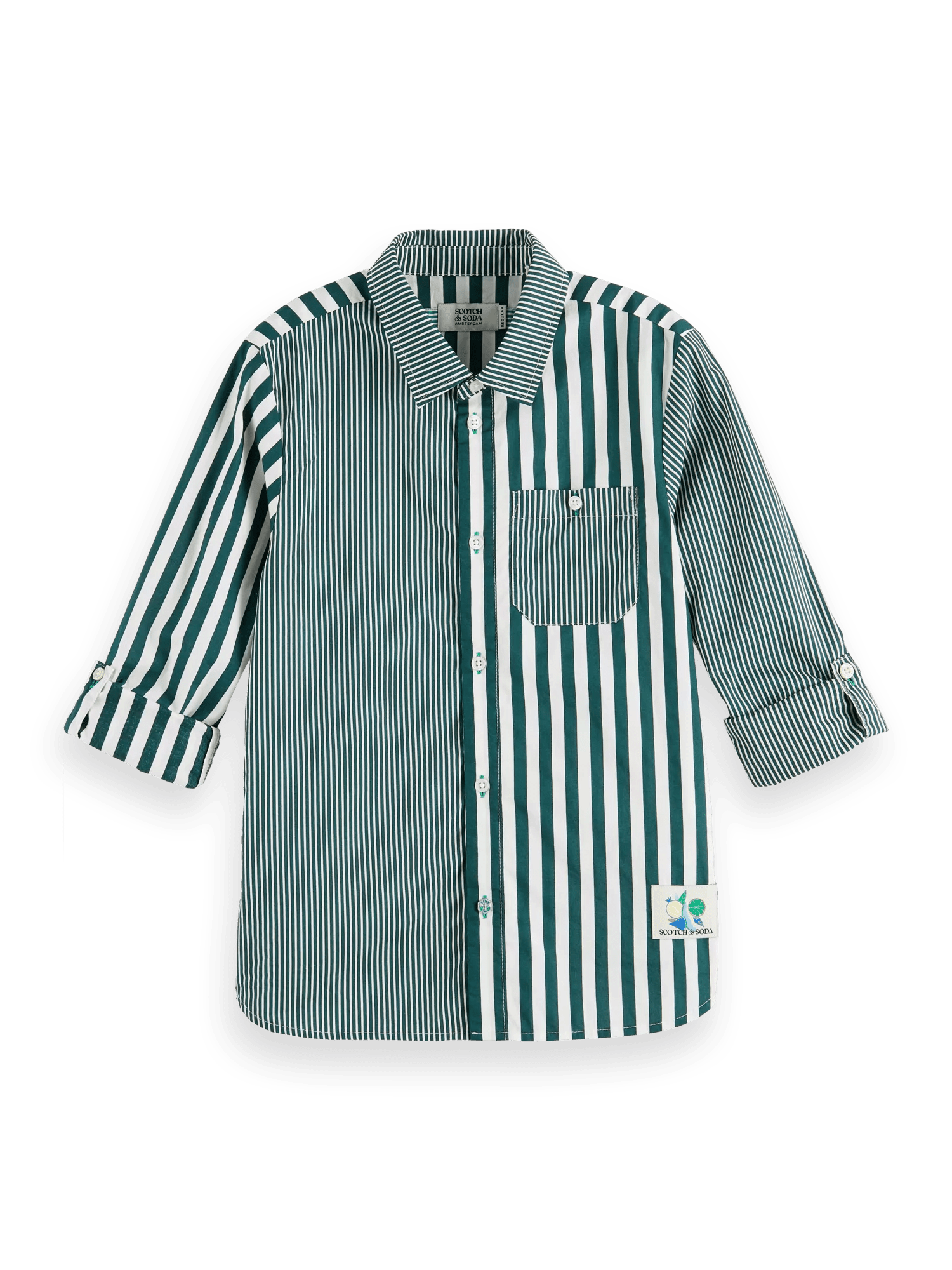 Scotch & Soda Mix and match printed stripe long-sleeved shirt FNT