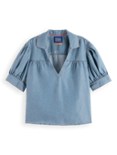 Scotch & Soda Short sleeved feminine indigo shirt NHD-CRP