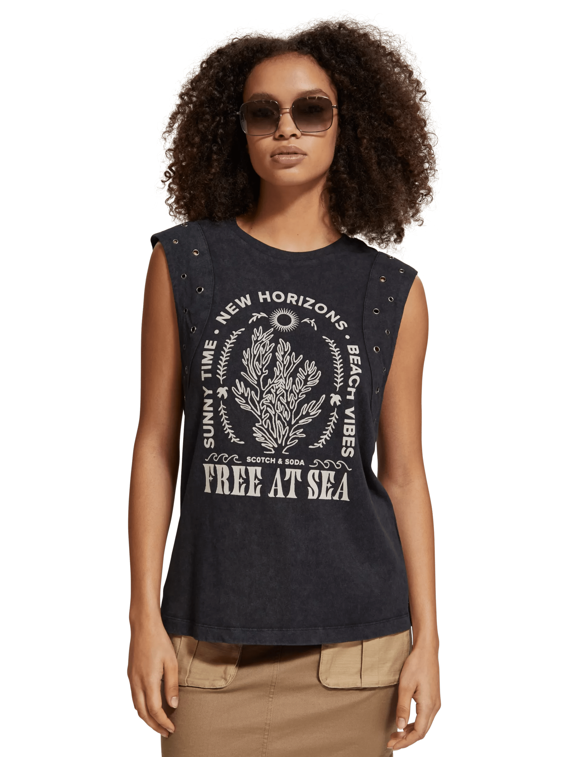 Scotch & Soda Studded graphic tank top MDL-CRP