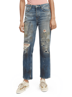 Scotch & Soda De Sky jeans met rechte pijpen en slijtage NHD-CRP