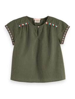 Scotch & Soda Neon pop embroidered short-sleeved top FNT