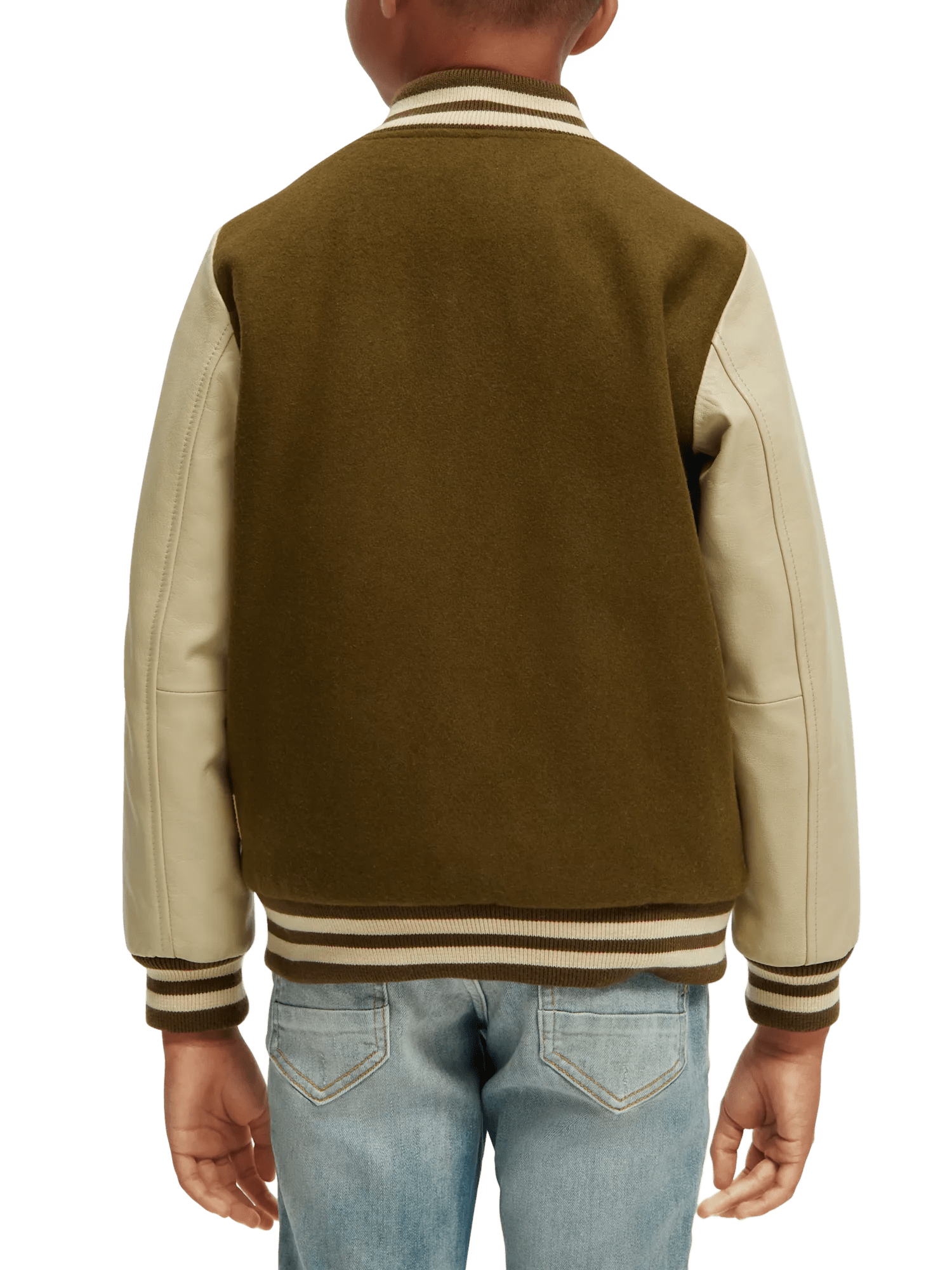 Scotch & Soda Wool college jacket with leather sleeves NHD-BCK