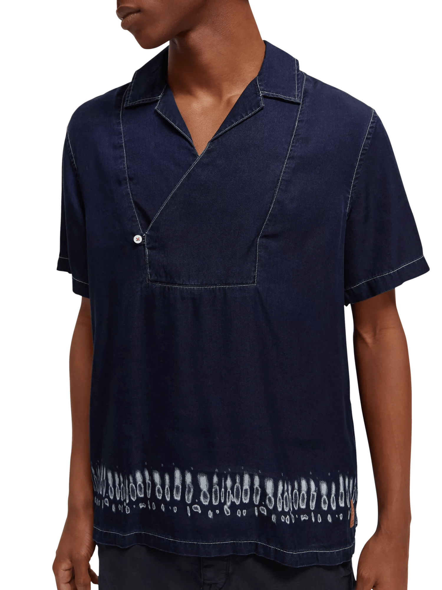 Scotch & Soda Indigo popover shirt with tie dye wash effects NHD-DTL1
