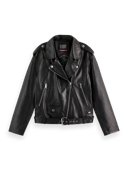 Scotch & Soda Oversized leather biker jacket MDL-CRP